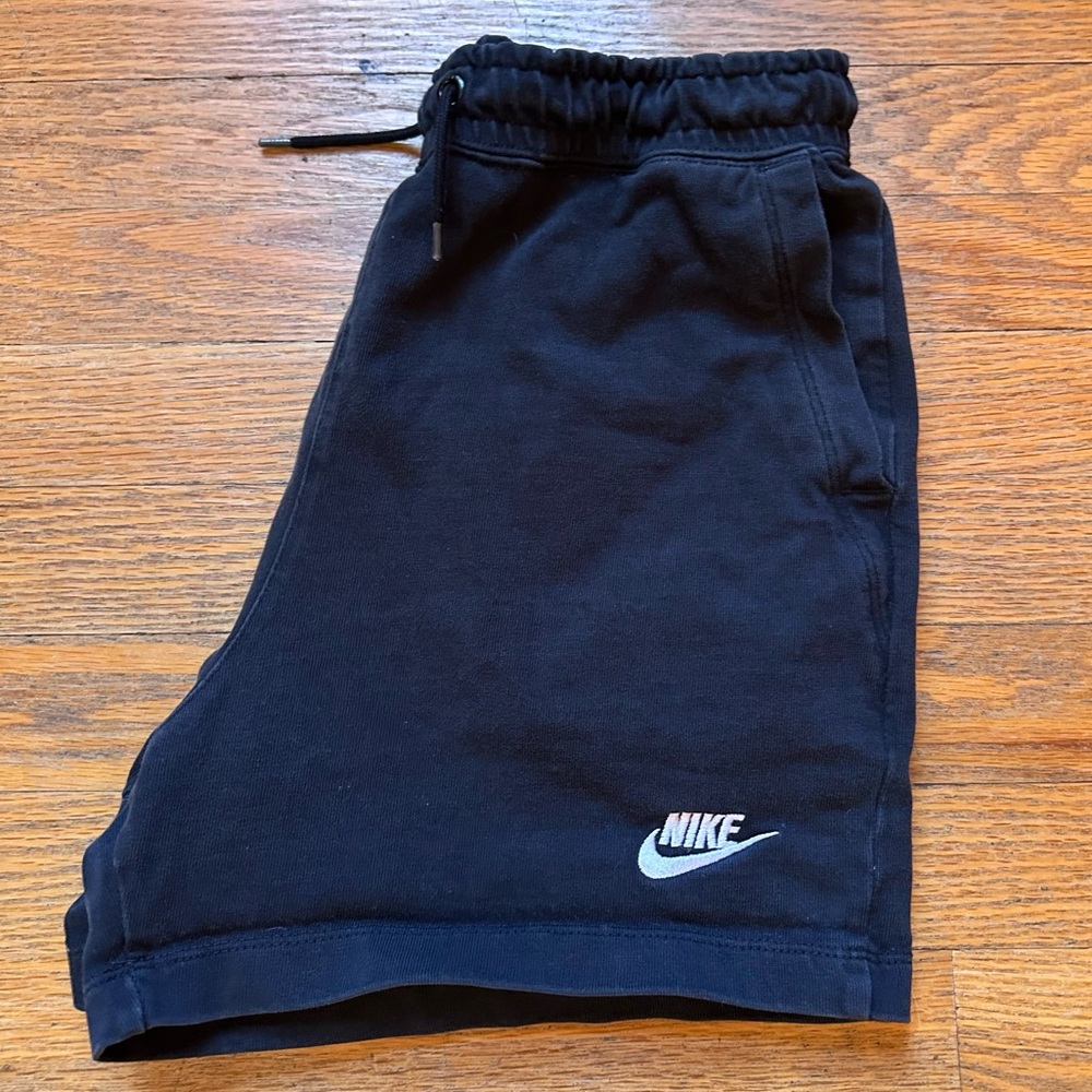Nike Black Athletic Shorts with White Swoosh